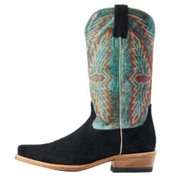 Ariat Men's Futurity Showman Black Roughout Turquoise Top Cowboy Boot -Western Cowboy Store 10044498 03