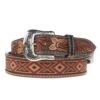 Western Fashion Leather Beaded Earth Tone Twisted X Belt -Western Cowboy Store 103871 default l