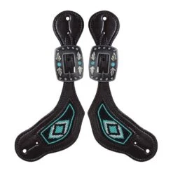 Professionals Choice Black/Turquoise Beaded Spur Straps