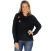 Black Waffle Knit Crossover Cowl Neck Sweater -Western Cowboy Store 116551 default l
