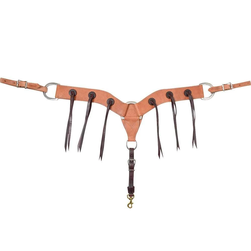 Martin Saddlery 2-3/4in Harness Leather Breast Collar W/Rosettes And Strings 3 Martin Saddlery 2-3/4in Harness Leather Breast Collar W/Rosettes And Strings