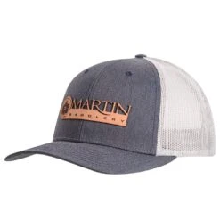 Martin Saddlery Navy And Grey Etched Leather Logo Cap