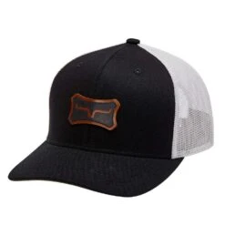 Kimes Ranch Black Leather Bone Cap