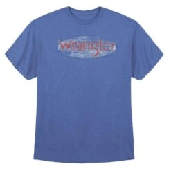 Wrangler Heather Blue Distressed Logo T-Shirt