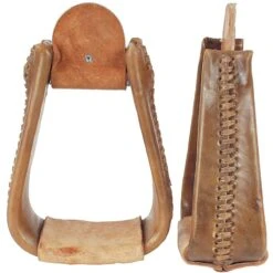 NRS 3 In. Deluxe Rawhide Overshoe Roper Stirrups