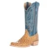 R Watson Boots Men's Antique Saddle Full Quill Ostrich 13in. Royal Blue Goat Top Boots -Western Cowboy Store 141532 default l
