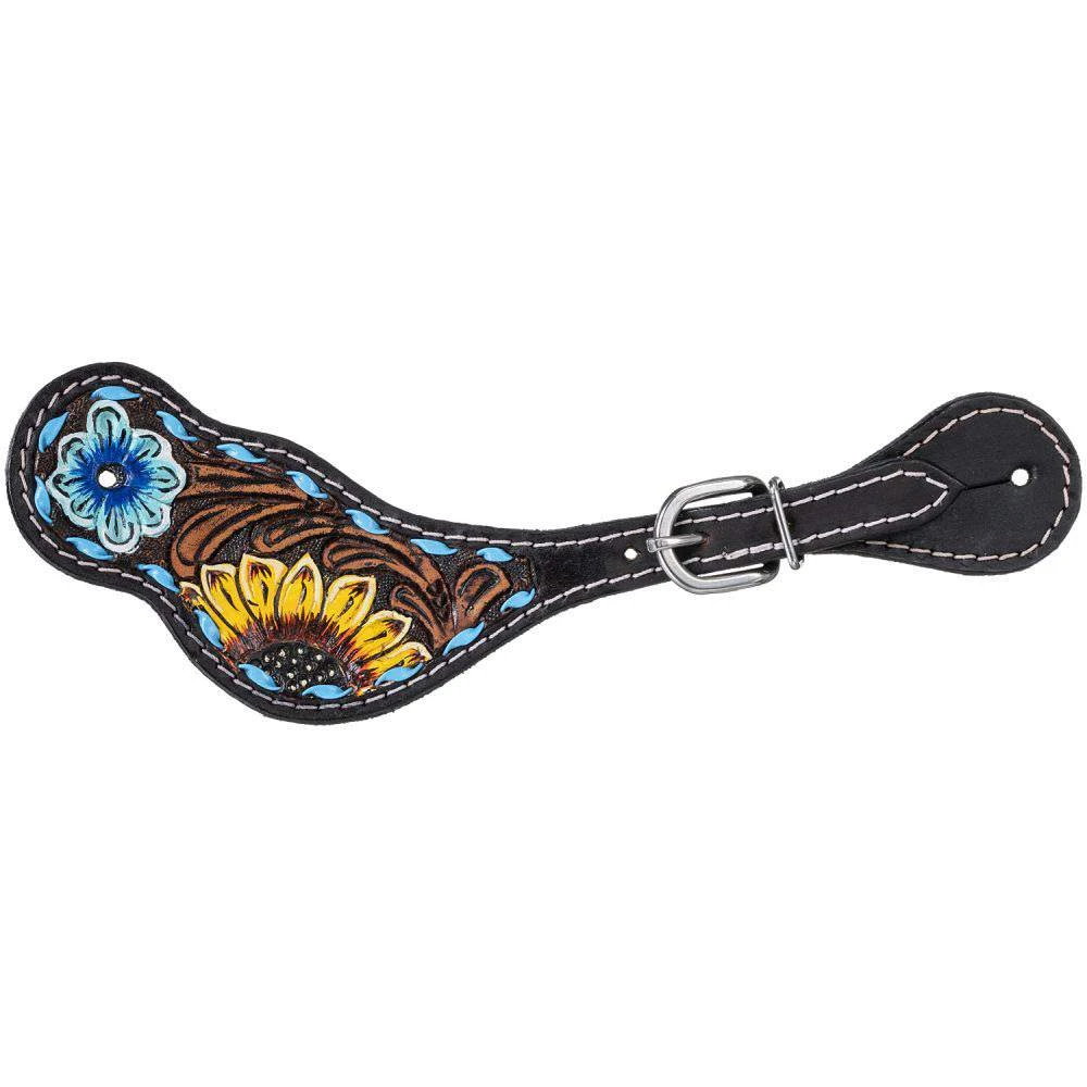 Tough 1 Sunflower And Turquoise Buckstitch Spur Straps 3 Tough 1 Sunflower And Turquoise Buckstitch Spur Straps