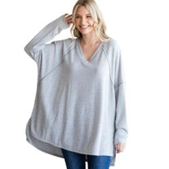 Women's Jodifl Heather Gray Over Sized Top