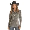 Women's Panhandle Heather Aztec Knit Henley Pullover -Western Cowboy Store 147604 default l