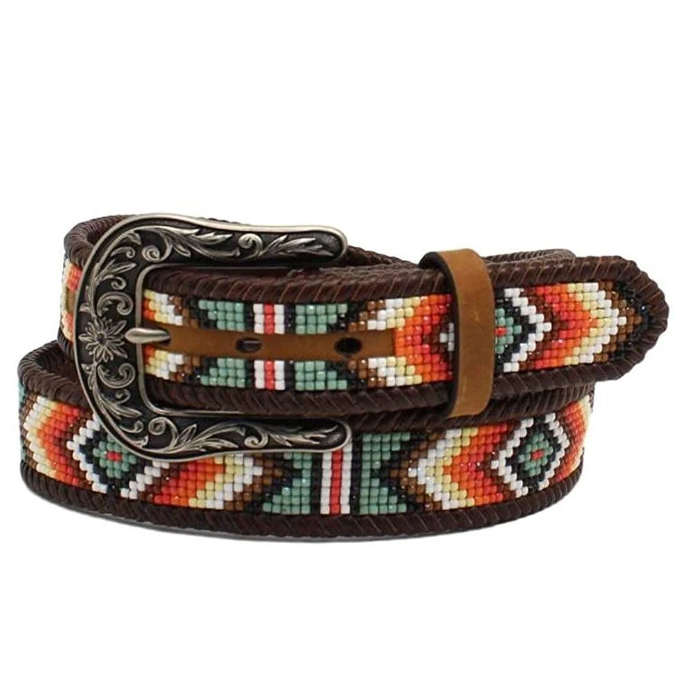 Women's Nocona Southwestern Pattern Beaded Belt 3 Women's Nocona Southwestern Pattern Beaded Belt