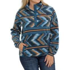 Cinch Women's Printed Polar Fleece 1/4 Snap Sweatshirt