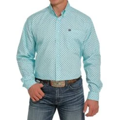 Cinch Men's Light Blue Button-Down Western Shirt