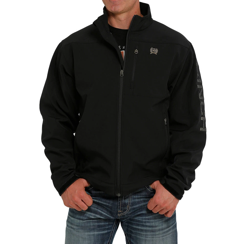 Cinch Men's Black Logo Texture Zip-Front Bonded Jacket 3 Cinch Men's Black Logo Texture Zip-Front Bonded Jacket