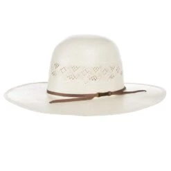 American Hats AHC 8500 Fancy Vent Solid Weave Ivory 4 1/4in. Brim Round Oval Open Crown Cowboy Hat