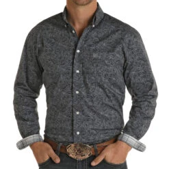 Panhandle Men's Rough Stock Blue Snap Shirt