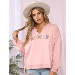 Peach Love Women's Mauve Howdy Patch Top