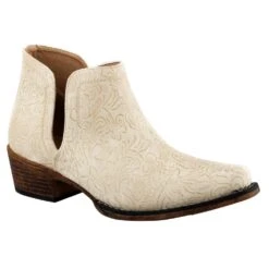 Roper Women's White Floral Embossed Bootie