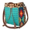 American Darling Turquoise Saddle Blaket Bag With Leopard Print Hair On Hide Trim -Western Cowboy Store 162342 default l