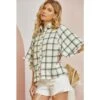 Andrée Andree By Unit Womens Green/Ivory Plaid Top