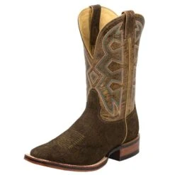 Nocona Boot Company Men's Nocona Brown Hippo Print Let's Rodeo Cowboy Boots