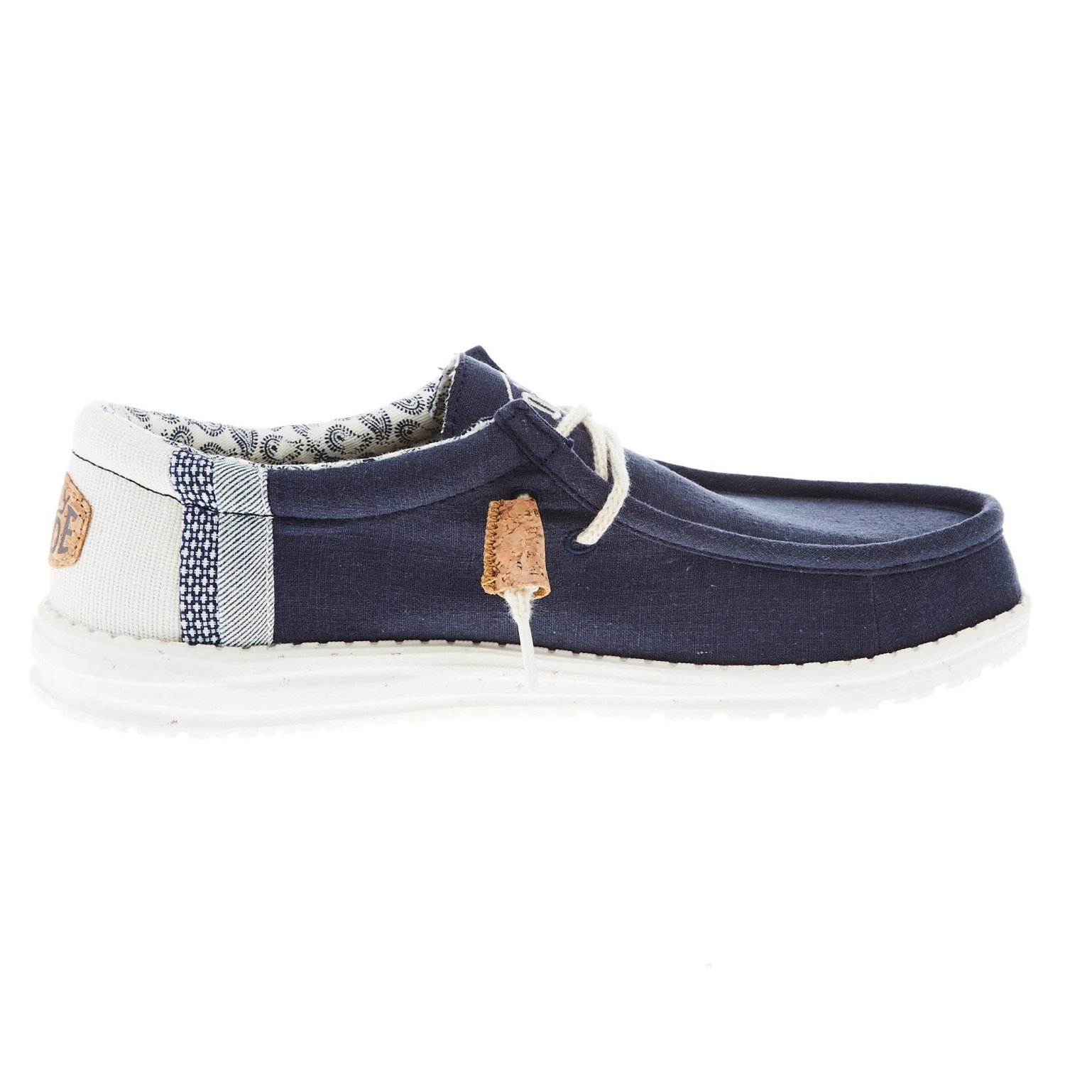 Heydude Men's Hey Dude Wally Linen Natural Navy Shoe 6 Heydude Men's Hey Dude Wally Linen Natural Navy Shoe - Image 4