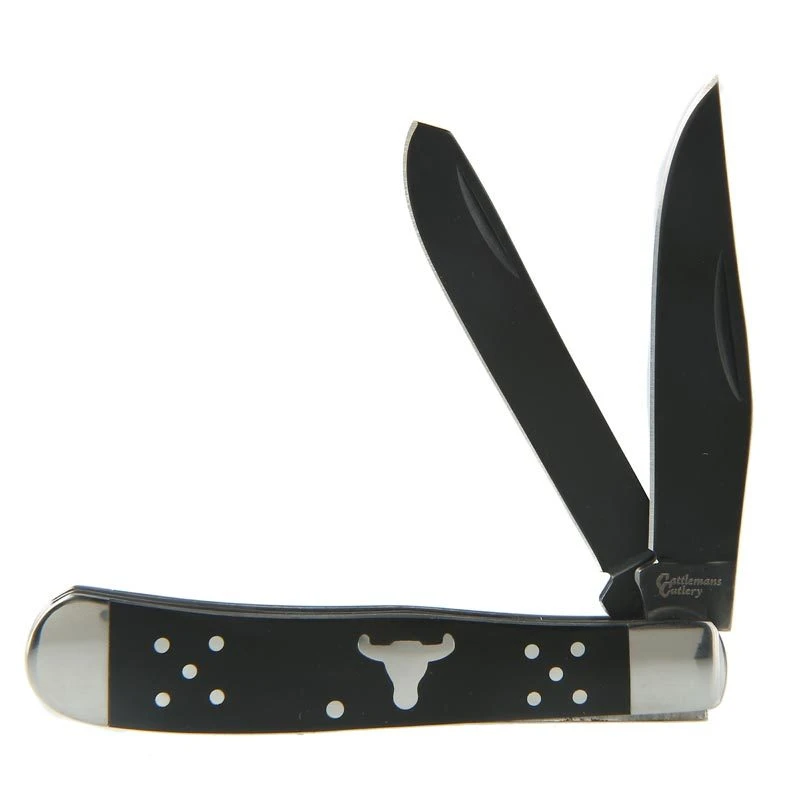 Cattlemans Cutlery Black Trapper Pocket Knife 3 Cattlemans Cutlery Black Trapper Pocket Knife