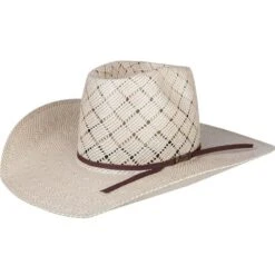 American Hats 5050 Sand Patchwork 4 1/4in Brim Open Crown Straw Cowboy Hat -Western Cowboy Store 5050S2CCHOC42 creased