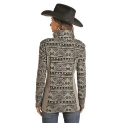Women's Panhandle Heather Aztec Knit Henley Pullover -Western Cowboy Store 51 1035 1