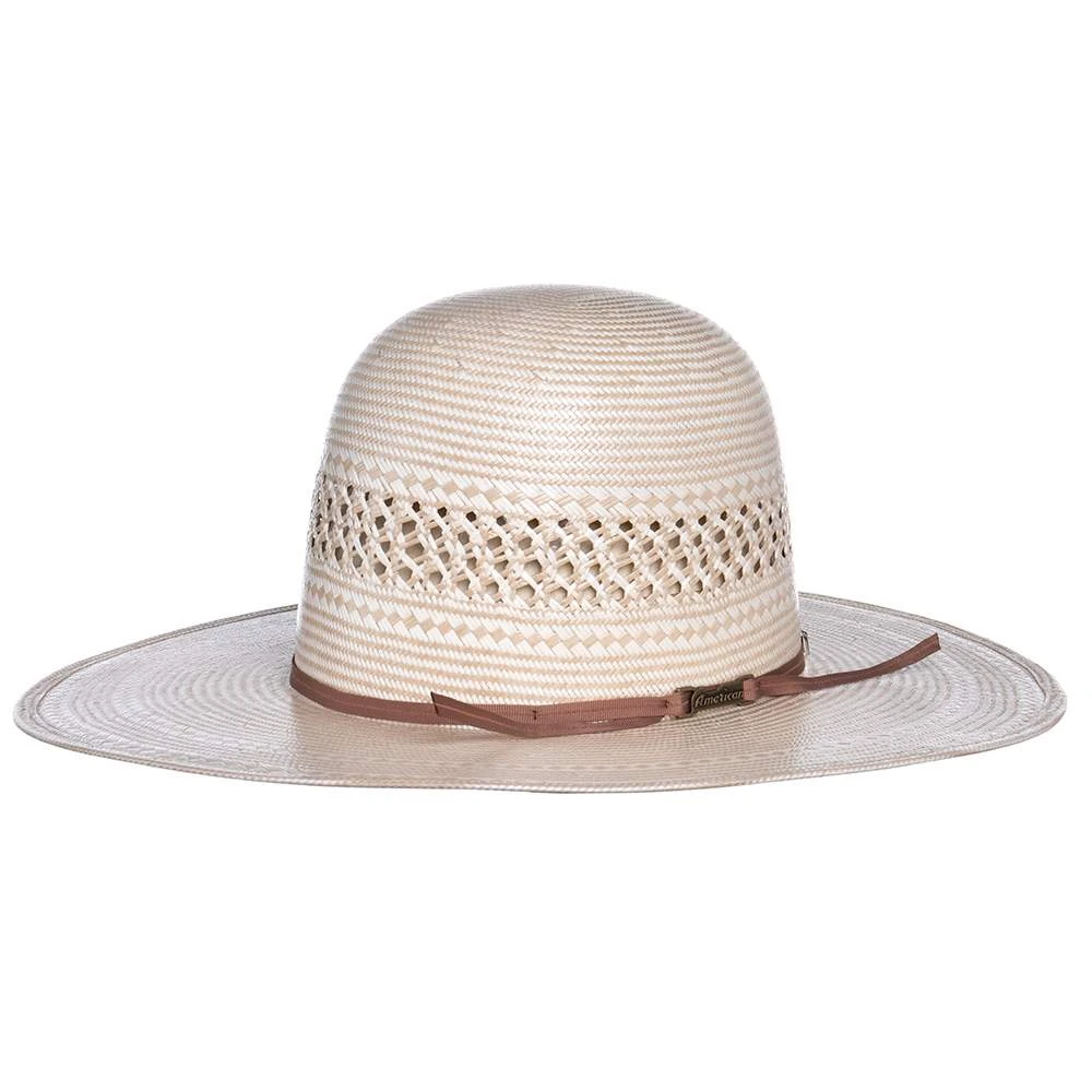 American Hats Ivory And Tan 7700 4in. Brim Open Straw Cowboy Hat 4 American Hats Ivory And Tan 7700 4in. Brim Open Straw Cowboy Hat - Image 2