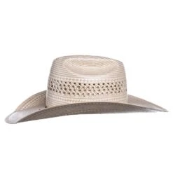 American Hats Ivory And Tan 7700 4in. Brim Open Straw Cowboy Hat 8 American Hats Ivory And Tan 7700 4in. Brim Open Straw Cowboy Hat -Western Cowboy Store 7700S2CWHIS4 2