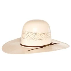 American Hats Fancy Vent Ivory 4 1/4in. Brim Chocolate Cord Straw Hat -Western Cowboy Store 8300S2CCHOC42 41
