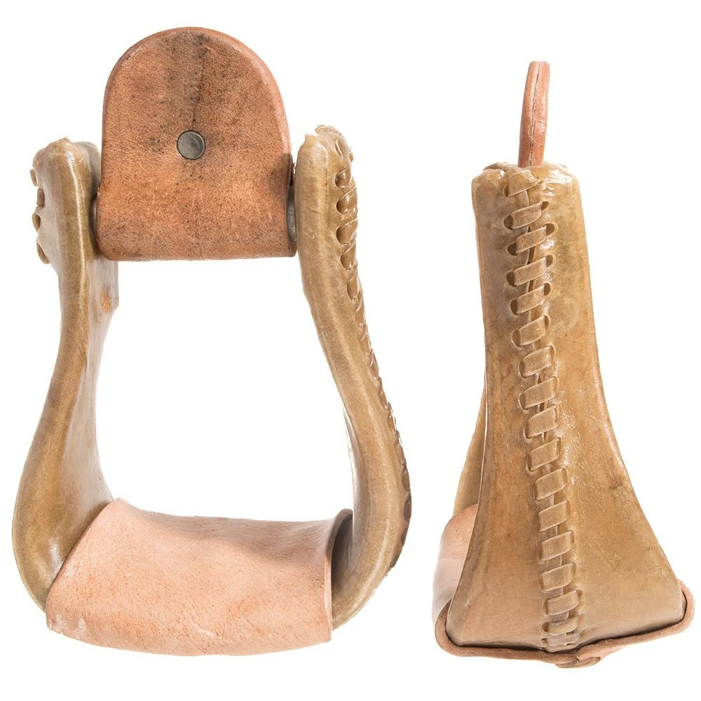 NRS Kids Rawhide Covered Bell Stirrups 3 NRS Kids Rawhide Covered Bell Stirrups