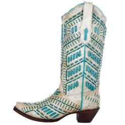 Corral Women`s Corral White/Turquoise Embroidered Boot -Western Cowboy Store A4075 3