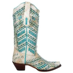 Corral Women`s Corral White/Turquoise Embroidered Boot -Western Cowboy Store A4075 5