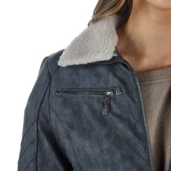 Montanaco Women's Faux Leather Grey Jacket -Western Cowboy Store BF19278 GRY 03