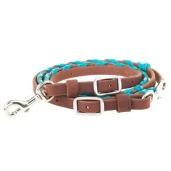 Martin Saddlery 5/8in Turquoise Laced Barrel Reins -Western Cowboy Store BR58BLTL