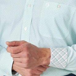 Wrangler Men's George Strait Sea Blue Printed Long Sleeve Buttondown -Western Cowboy Store MGSQ966 3