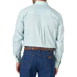 Wrangler Men's George Strait Sea Blue Printed Long Sleeve Buttondown -Western Cowboy Store MGSQ966 4