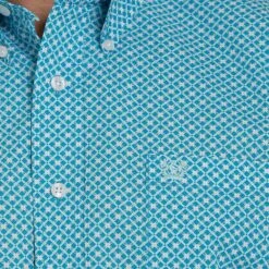 Cinch Men's Blue & Teal Print Long Sleeve Buttondown -Western Cowboy Store MTW1105372 3