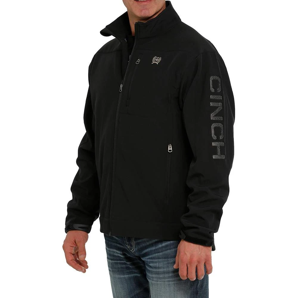Cinch Men's Black Logo Texture Zip-Front Bonded Jacket 4 Cinch Men's Black Logo Texture Zip-Front Bonded Jacket - Image 2