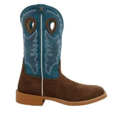 Twisted X Men's TechX 3 Chocolate Roughout 12in. Stormy Blue Top Square Toe -Western Cowboy Store MXTR002 03