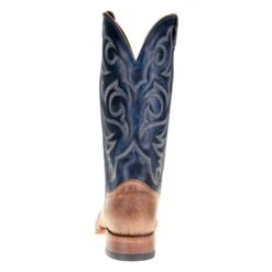Justin Boots Mens' Vintage Tan Smooth Ostrich 13in. Navy Top Square Toe Boot -Western Cowboy Store P00654 3