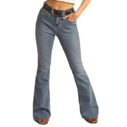 Rock & Roll Denim Women's High Rise Star Back Flare Jeans -Western Cowboy Store RRWD6HRZTR 2