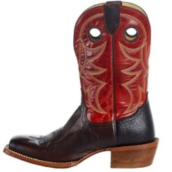 Tony Lama Men`s Arena Ronan Chocolate 11in. Crimson Cowhide Top Square Toe Boot -Western Cowboy Store SA2010 03