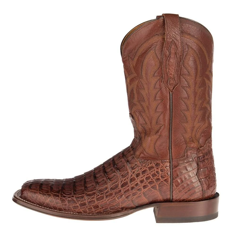 Tony Lama Men's Cognac Horn Back Caiman Square Toe Cowboy Boots 5 Tony Lama Men's Cognac Horn Back Caiman Square Toe Cowboy Boots - Image 3