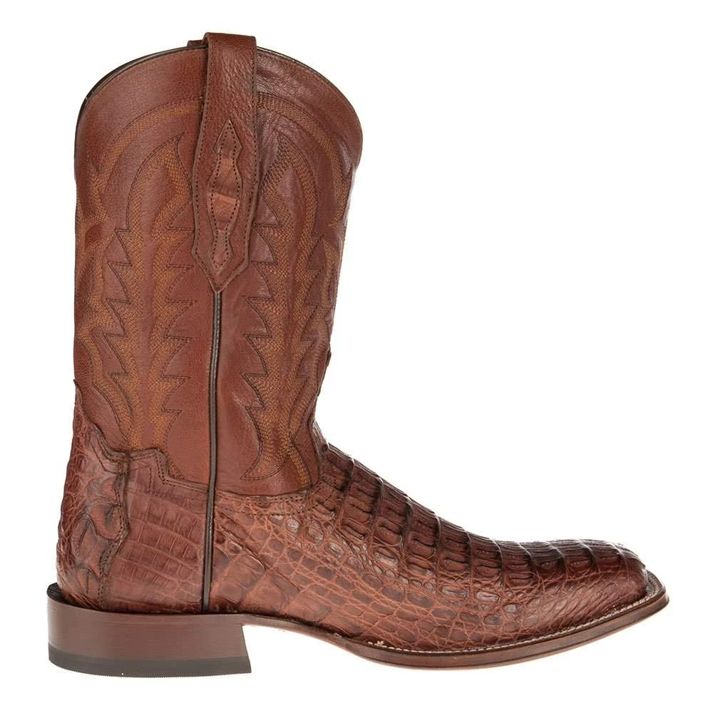 Tony Lama Men's Cognac Horn Back Caiman Square Toe Cowboy Boots 7 Tony Lama Men's Cognac Horn Back Caiman Square Toe Cowboy Boots - Image 5