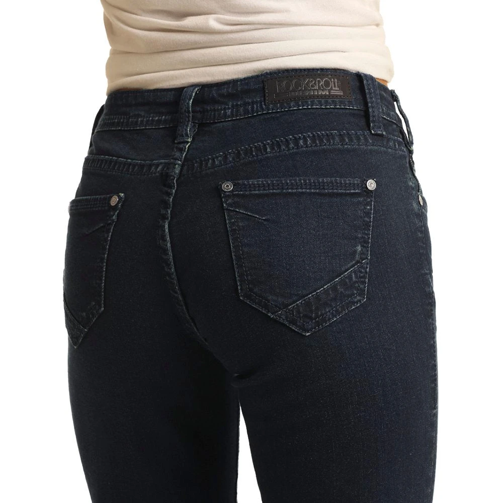 Rock & Roll Denim Mid Rise Extra Stretch Dark Wash Trousers Jeans 4 Rock & Roll Denim Mid Rise Extra Stretch Dark Wash Trousers Jeans - Image 2