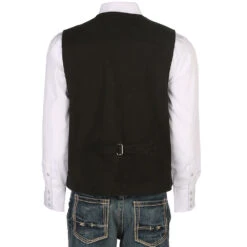 Wyoming Traders Men's Black Buffalo Leather Vest -Western Cowboy Store WT BB 2