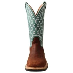 Twisted X Ladies Tobac 11` Turquoise Alloy Toe Square Toe Work Boot