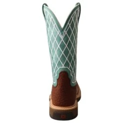 Twisted X Ladies Tobac 11` Turquoise Alloy Toe Square Toe Work Boot 8 Twisted X Ladies Tobac 11` Turquoise Alloy Toe Square Toe Work Boot -Western Cowboy Store WXBA002 3